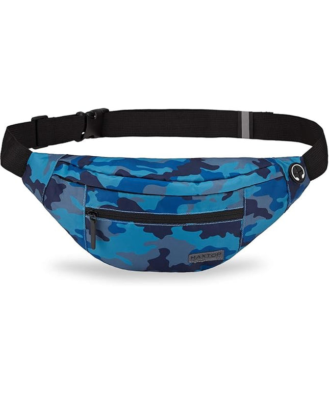 MAXTOP Large Crossbody Fanny Pack with 4-Zipper Pockets,Gifts for Enjoy Sports Festival Workout Traveling Running Casual Hands-Free Wallets Waist Pack Phone Bag Carrying All Phones