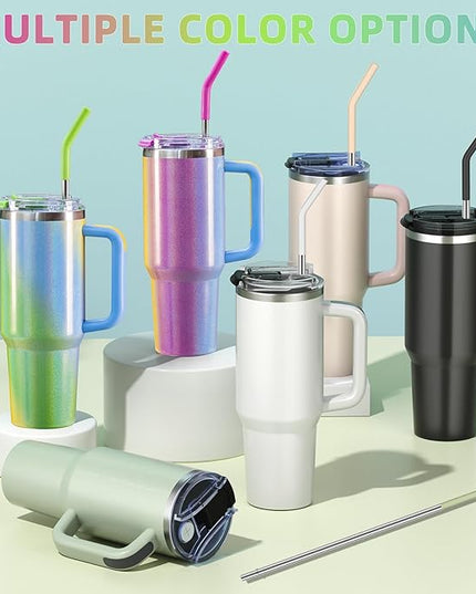 40 oz tumbler with handle and straw,Double Wall Vacuum Reusable Stainless Steel Insulated Water Bottle,With Leak Proof lid and Straw for Iced or Cold Beverages (Fairyland)
