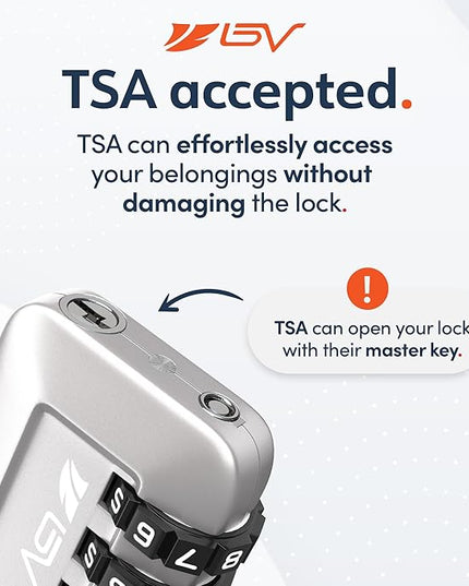 TSA Accepted Luggage Travel Lock, Set-Your-Own Combination Lock for School Gym Locker, Luggage Suitcase Baggage Locks, Filing Cabinets, Toolbox, Case (Silver, 6 Pack)