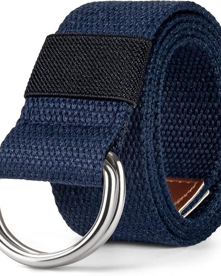 maikun Mens & Womens Canvas Belt with Black D-ring Buckle 1 1/2" Wide Solid Color Fabric Belt for Men