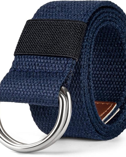 maikun Mens & Womens Canvas Belt with Black D-ring Buckle 1 1/2" Wide Solid Color Fabric Belt for Men