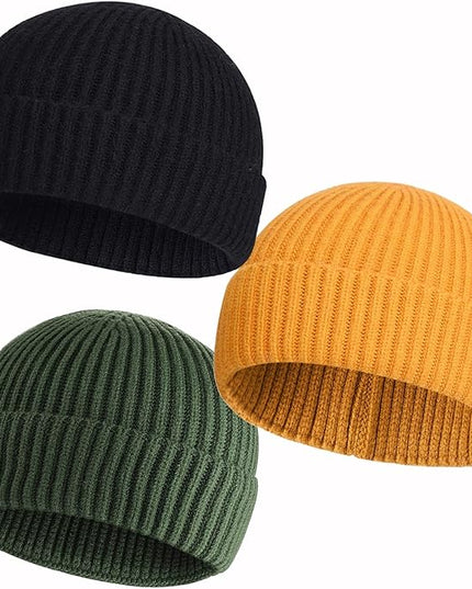 50% Wool Warm Cuffed Swag Knit Short Fisherman Beanie for Men Women Winter Hats Trawler Skull Cap