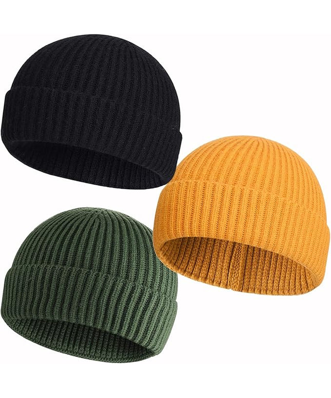 50% Wool Warm Cuffed Swag Knit Short Fisherman Beanie for Men Women Winter Hats Trawler Skull Cap
