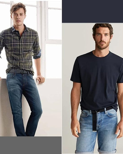 JASGOOD Men Canvas Belt Web Fabric Casual Belt with Black Double D-ring 1 1/2" Wide Set of 2