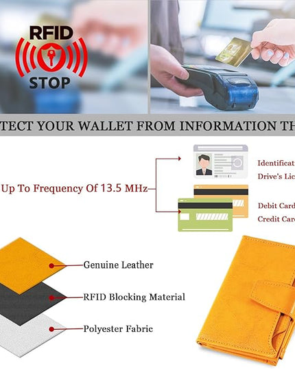 Airkit Small Wallet Women RFID Blocking Soft Leather Bifold Compact Card Holder Wallet for Women with Zipper Coin Pocket 4 ID Window
