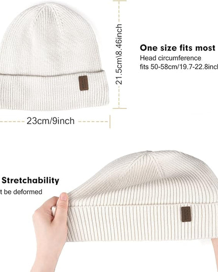 Wmcaps Winter Beanie for Men Women, Fleece Lined Beanie Soft Warm Knit Hat Ski Stocking Cuffed Cap