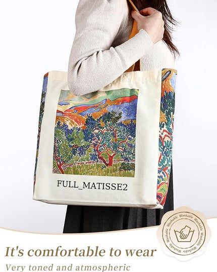 AUSVKAI Cute Canvas Tote Bag for Women, Reusable Designer Bags with Handles Pockets&Snaps for College Beach Everyday Grocery