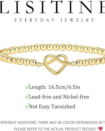 Gold Bracelets for Women 14K Gold Beaded Bracelets Stackable Bracelets for Women Gold Charm Bracelet Non Tarnish Gold Jewelry for Women Trendy