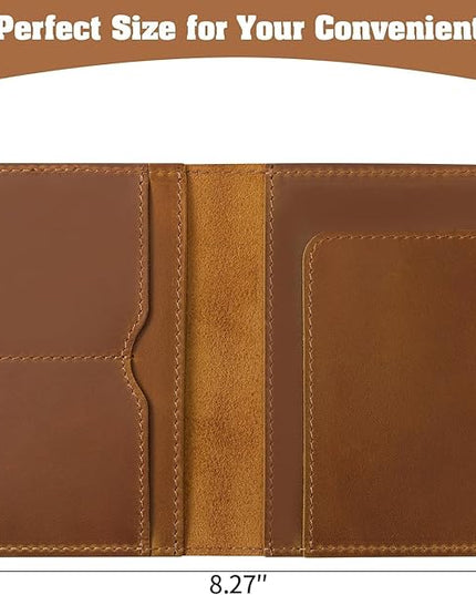 Jack&Chris Leather Passport Holder, Handmade Passport cover, Travel Wallet Cover Case for Men and Women, Leather Travel Documents Organizer Protector, Brown-Red, 2PC