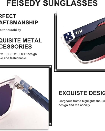 FEISEDY Sunglasses for Women Men, Fashion Mirrored Single Lens, Driving Beach Sunnies UV400 Shades B2996