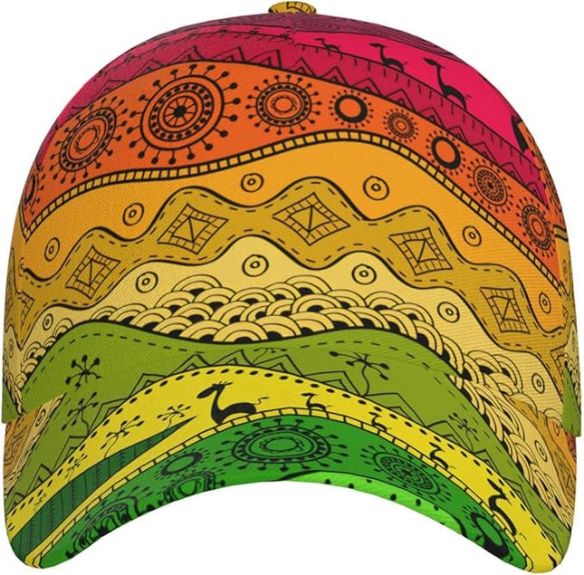African Ethnic Tribal Style Baseball Cap for Men Women, Fashion Adjustable African Hat Casual Trucker Hats Sun Caps