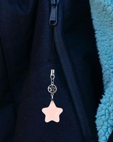Cute Plastic Star Charm Phone Pendant Keychain Braided Rope Hanging Decoration for Keys Bags Backpacks and Phones Lightweight and Wear-resistant Pink Star Accessory