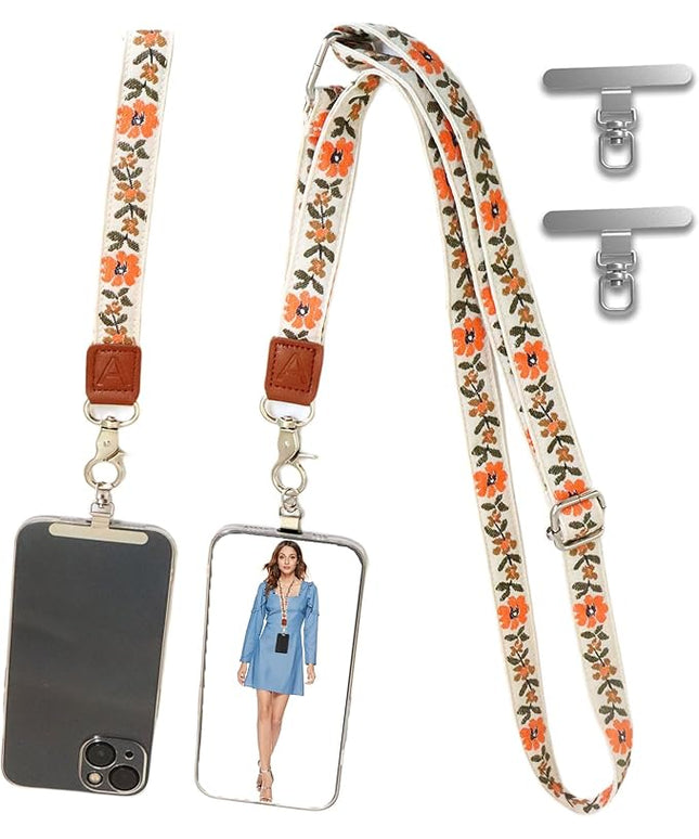 LEMEDE Wrist Keychain and Adjustable Phone Lanyard, Silver Hook Phone Crossbody Strap with 360° Rotating Phone Pads