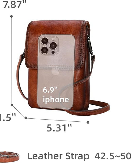 Iswee Leather Crossbody Bags for Women RFID Blocking Cell Phone Purse Small Anti-Theft Zippered with Card slots