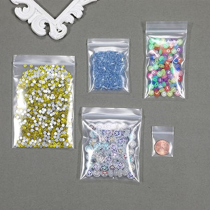 Somoga 100 PCS 4" x 5" Thick 4 Mil Small Clear Zip Poly Bags Plastic Reclosable Zip Seal Lock Bags Heavy-Duty Necklace Ring Coin Beads Jewelry Pill Zipper Bag
