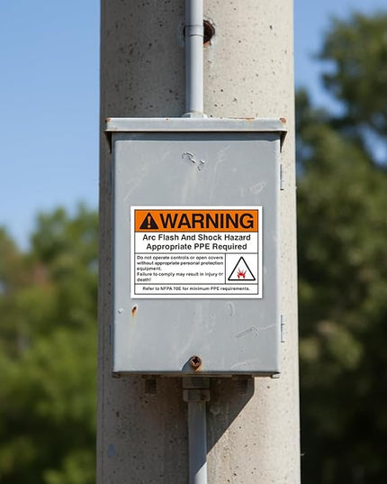 100 PCS Warning Arc Flash and Shock Hazard Label - 3.5 x 5 Black & Orange Electrical Safety Warning Decal High Performance Polyester Safety Sticker Signs for The Workplace