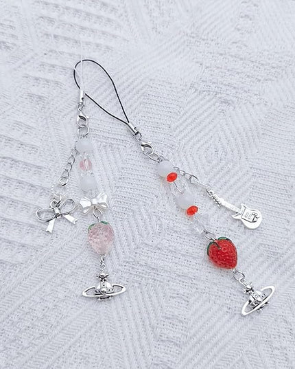 1-4PCS Cute Phone Charms Aesthetic Y2K Cell Phone Charms Strap Pink Strawberry Butterfly Star PhoneCharm Y2K Accessories for Bag Keychain Airpods Camera Pendants Decor