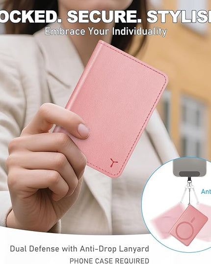 TUCCH for Magsafe Wallet, 6 Card Holders with [ID Window] [RFID Blocking] for iPhone 17/16/15/14/13/12/Pro/Pro Max/Air/Plus Series, PU Leather Magnetic Card Wallet for Men Women, Rose Gold