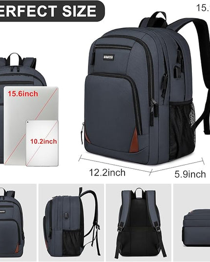 School Backpack for Teen Boys & Girls - 8 Compartments Water Resistant Bookbag with Large Laptop Sleeve | 15.6 Inch Anti-Theft College Student Backpack, Black