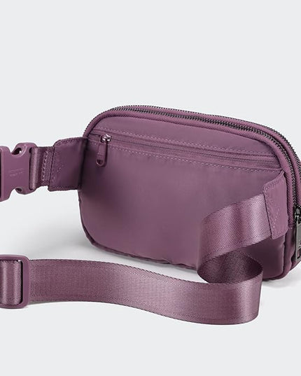 Pander Everywhere Belt Bag for Women, 5 Zipper Pockets Nylon Crossbody Fanny Pack Purse (Purple Lavender)