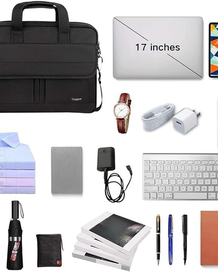 Taygeer 17 inch Laptop Bag, Professional Business Office Briefcase for Men Women, Premium Water Resistant Carry On Laptop Case Shoulder Messenger Bag Fits 15.6 17 Inch Notebook/Computer, Black