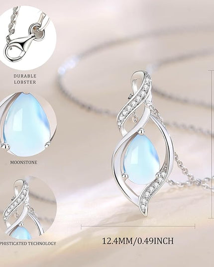 FANCIME Birthstone Necklace for Women Teardrop Necklace S925 Sterling Silver Infinity Love Birthday Gifts for Mom Women Girls, 16"+2" Inches