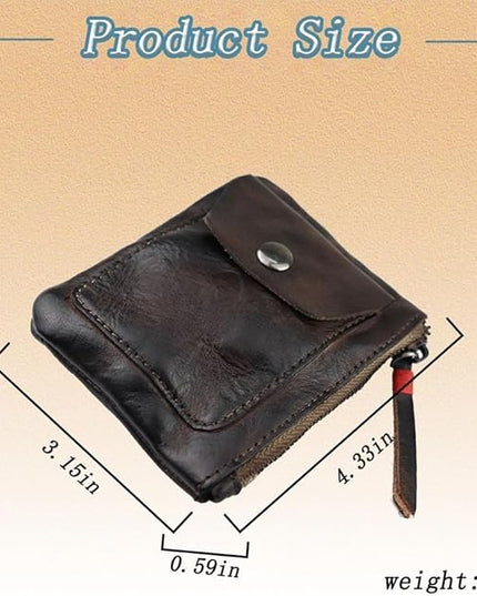 ZYLOXAR Genuine Leather Coin Pouch with Zipper Snap Closure Crazy Horse Wallet for Women (Coffee)