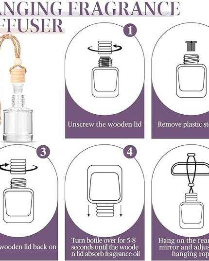 AROIC Car Air Freshener Diffuser Set, 6 Pack Lavender Natural Slow-Release Fragrance, Long Lasting Air Freshener for Women & Men Car Accessories, Hanging Cute Automotive Interior Decor Gift (8ml Each)