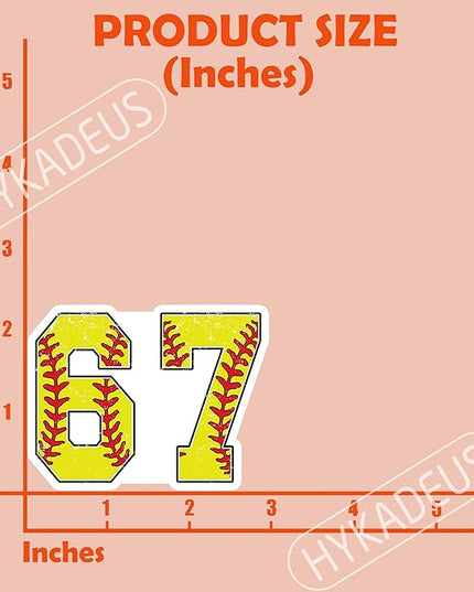(3 Pcs) Softball 67 Six Seven Funny 6-7 Meme Stickers – 67 Gifts for Coaches, Players, Waterproof Vinyl Decals for Water Bottle, Tumbler, Laptop, Phone Case, 3" x 2.2"