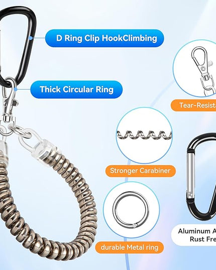 takyu Phone Tether, 2PCS Phone Leash Anti-theft Phone Strap with 2*Tab and 2*Carabiner for Hiking Climbing Shopping Fit for iPhone Samsung Most Smartphones (Silver)