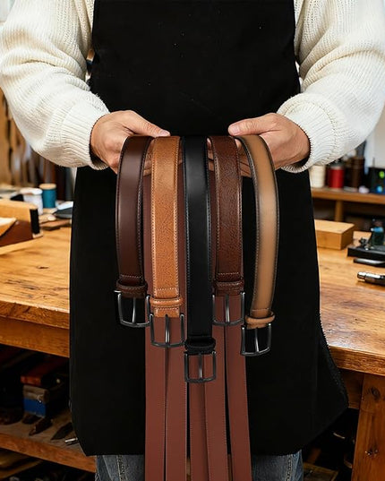Men's Belt 2Pack Genuine Leather Belt for Men Dress Casual Golf Jeans Pants 1 3/8"
