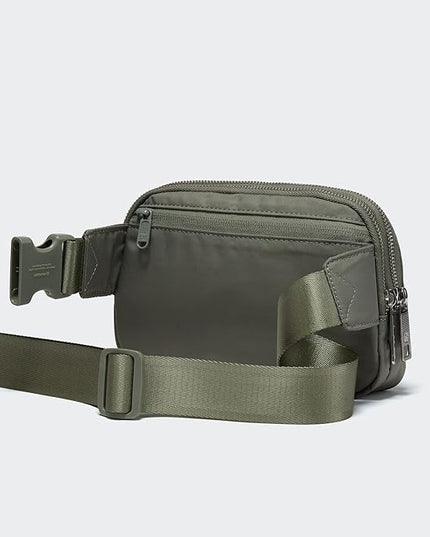 Pander Everywhere Belt Bag for Women, 5 Zipper Pockets Nylon Crossbody Fanny Pack Purse (Grey Sage).