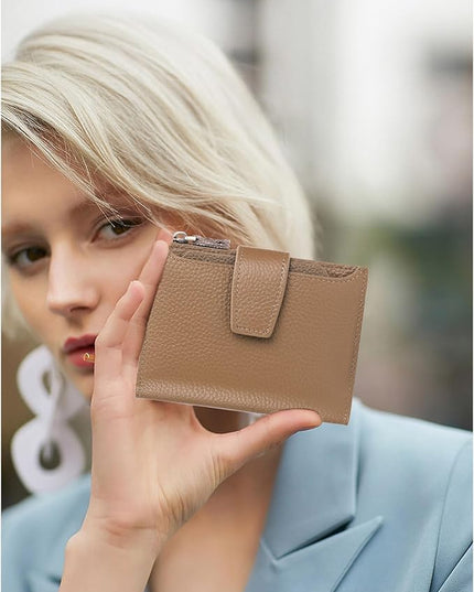 FALAN MULE Small Wallet for Women Leather Bifold Compact RFID Blocking Small Womens Wallet Purse