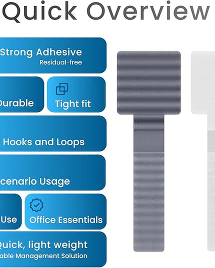 Hook and Loop Cable Ties, Self Adhesive Hook and Loop Cable Straps, Sticky-back Cord Organizer, Cable Clip, Household & Office Essentials, 40Pcs per Pack