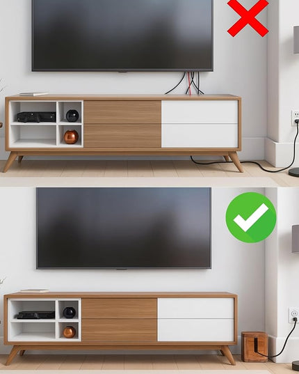 Large Cable Management Box - Acacia Wood - Cable Organizer Box and Power Strip Box for Electrical Cord Management - Hide Desk Cord and Floor Cables - Wire Storage and Organization for Cords