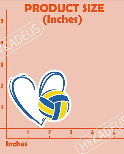 (3Pcs) Blue Volleyball Stickers Volleyball Heart Decals Waterproof Vinyl Sticker for Water Bottle, Tumbler, Phone Case, Poster Board, Laptop, Scrapbooking, Team Players, Coach, 3" x 2.8"