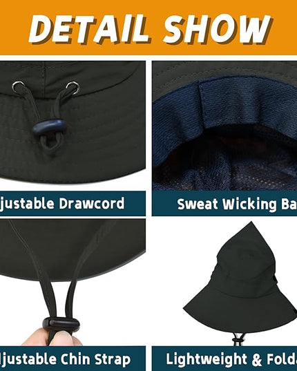 Sun Hats for Men Women Fishing Hat UPF 50+ Quick Dry Foldable Bucket Hat Adjustable Safari Hat for Beach Hiking