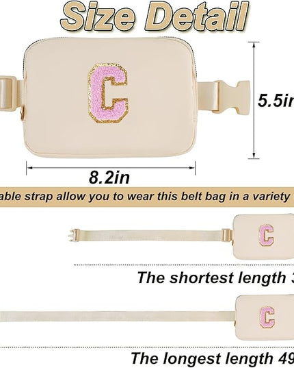 Uygafly Belt Bag Fanny Pack Crossbody Bags with Initials Letter Patch Cute Stuff Birthday Gifts for Teenager Girls Trendy Stuff for Teens | Khaki,C