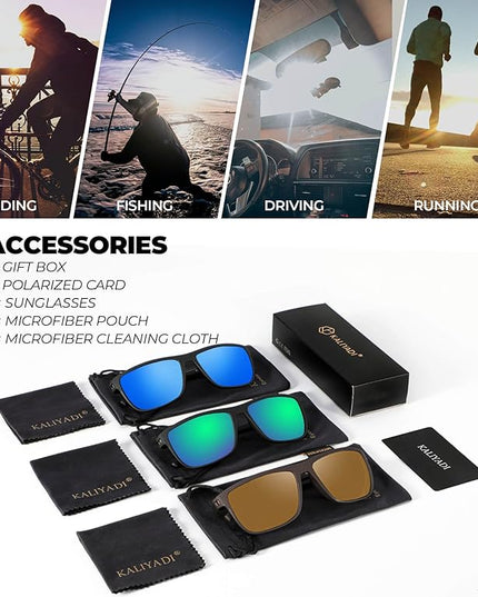 KALIYADI Polarized Sunglasses for Men, Lightweight Sun Glasses with UV Protection for Driving Fishing Golf