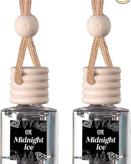 C&E Craft Co Hanging Car Air Freshener Diffuser 2 Pack, Long Lasting Fragrance Oil Car Freshener, Glass Bottle Auto Air Freshener, Made in USA (Midnight Ice)