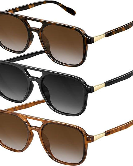 Retro Aviator Sunglasses for Women Men:Polarized Trendy Vintage 70s Rectangle Womens Shades Sun Glasses UV Protection