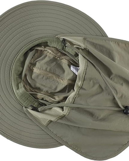 Home Prefer UPF 50+ Mens Wide Brim Fishing Hat with Neck Flap Sun Hat for Men Women Sun Protection Cap