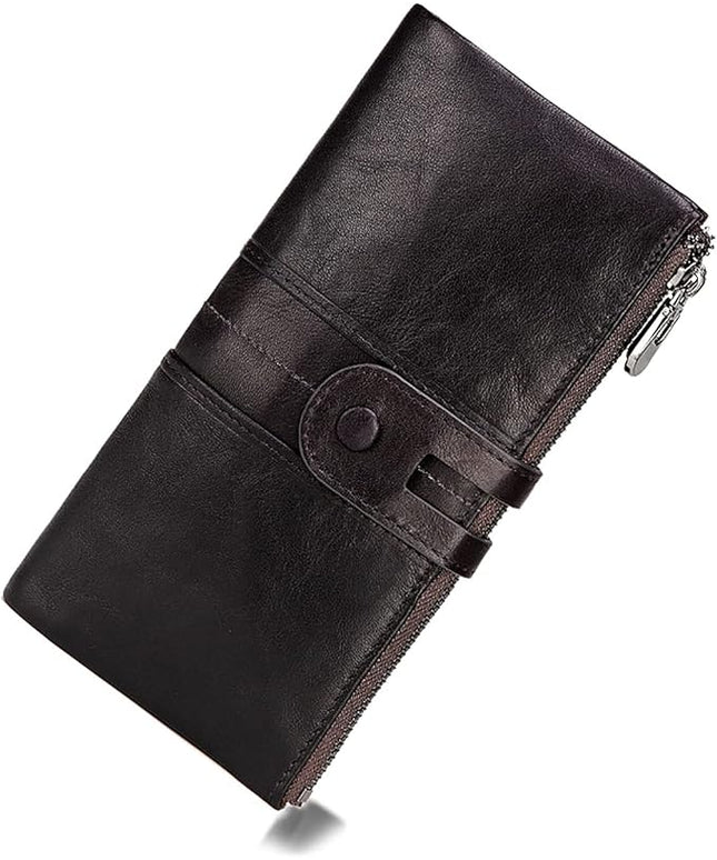 myfriday Women's RFID Blocking Genuine Leather Wallet, Bifold Long Clutch Wallet Money Clips Ladies Card Holder Purse