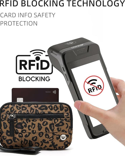 WESTBRONCO Wristlet Wallets for Women Nylon Quilted RFID Wallet with 3 Zipper Purse for Travel