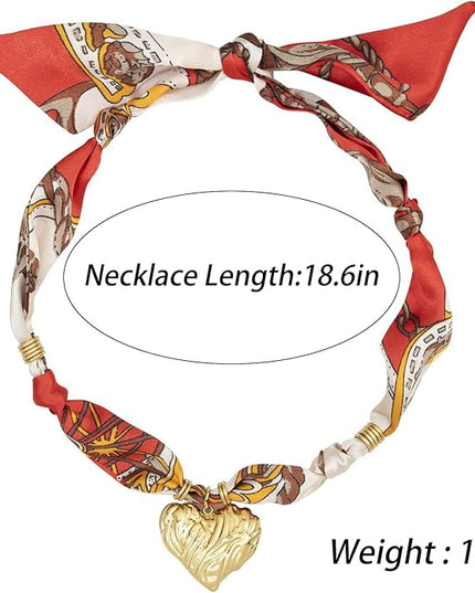 HETICA Scarf Necklace for Women Silk Western Charm Necklaces Fashion Accessory Jewelry Gift