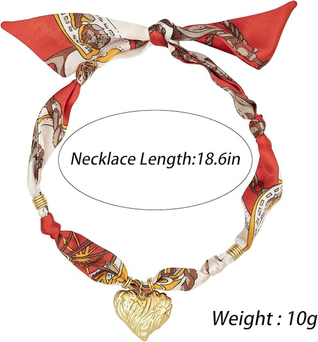 HETICA Scarf Necklace for Women Silk Western Charm Necklaces Fashion Accessory Jewelry Gift