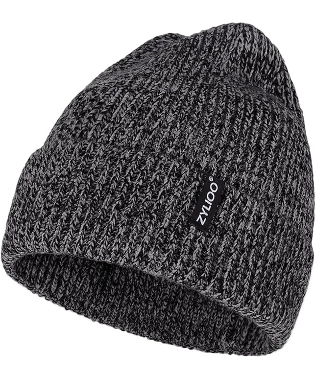 Zylioo Oversize Beanie Hats, XXL Big Size Ribbed Knit Cuffed Winter Hat for Cold Weather, Warm Skull Watch Cap