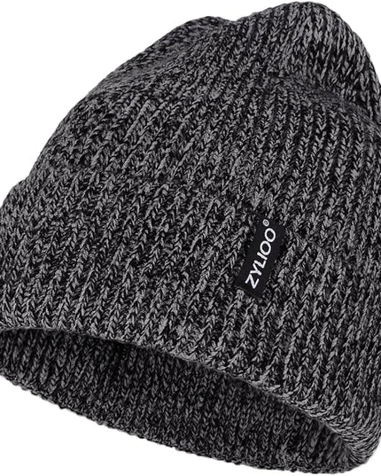 Zylioo Oversize Beanie Hats, XXL Big Size Ribbed Knit Cuffed Winter Hat for Cold Weather, Warm Skull Watch Cap