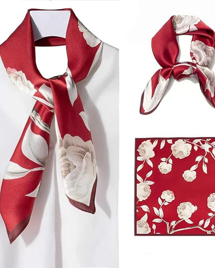 Head Bandanas Scarf for Women Silk Satin Hair Scarf Lightweight Vintage Fashion Square Neck Scarves Gift
