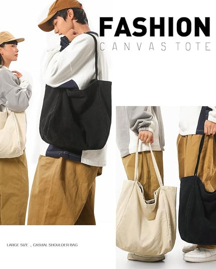 Canvas Tote Bag for Women Large Hobo Shoulder Bag for Work Travel Casual Message Bag Tote Purse handbags